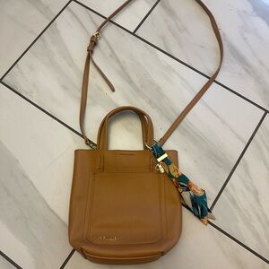 Brown Steve Madden Leather Handbag with Scarf Accent